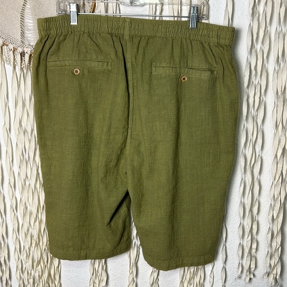 Carbon 2 Cobalt Green Cotton Blend Textured Drawstring Shorts XL 11" Inseam - Picture 3 of 11